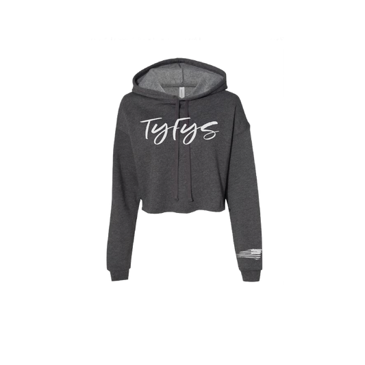 TYFYS Cropped Fleece Hoodie (White Print)