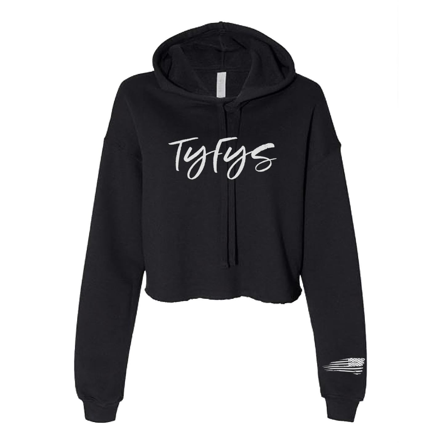 TYFYS Cropped Fleece Hoodie (White Print)